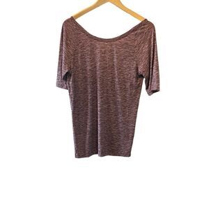 NWOT GAP Heather Purple Modal Blend Low Back 3/4 Sleeve Lightweight Top L